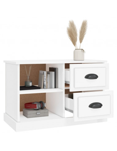 Mobile Porta TV Bianco Lucido 73x35,5x47,5 cm Legno Multistrato