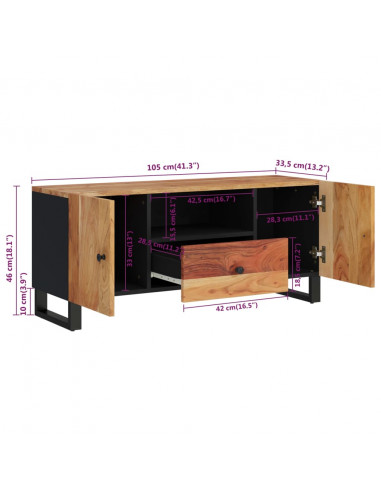Mobile TV 105x33,5x46cm Legno Massello Acacia Legno Multistrato