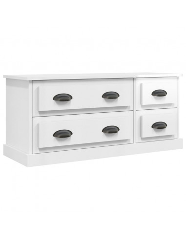 Mobile Porta TV Bianco Lucido 100x35,5x45 cm Legno Multistrato