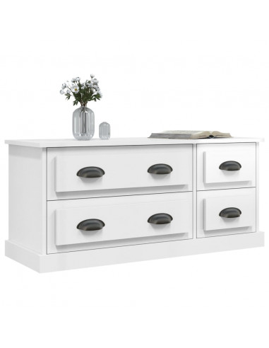 Mobile Porta TV Bianco Lucido 100x35,5x45 cm Legno Multistrato