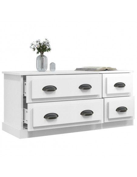 Mobile Porta TV Bianco Lucido 100x35,5x45 cm Legno Multistrato