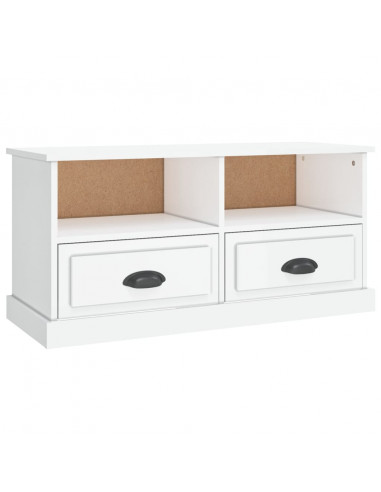 Mobile Porta TV Bianco Lucido 93x35,5x45 cm Legno Multistrato
