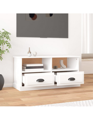 Mobile Porta TV Bianco Lucido 93x35,5x45 cm Legno Multistrato