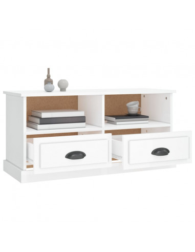 Mobile Porta TV Bianco Lucido 93x35,5x45 cm Legno Multistrato