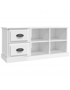Mobile Porta TV Bianco Lucido 102x35,5x47,5cm Legno Multistrato 2