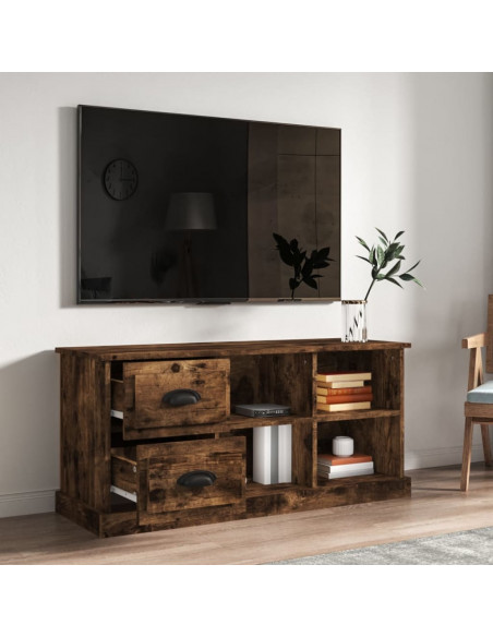 Mobile Porta TV Rovere Fumo 102x35,5x47,5 cm Legno Multistrato