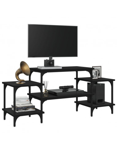Mobile Porta TV Nero 117x35x52 cm in Legno Multistrato