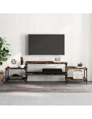 Mobile Porta TV Rovere Fumo 197x35x52 cm in Legno Multistrato