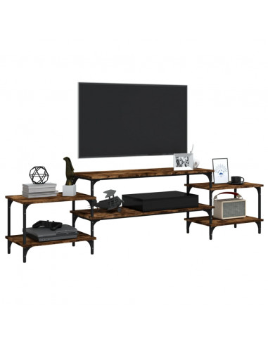 Mobile Porta TV Rovere Fumo 197x35x52 cm in Legno Multistrato