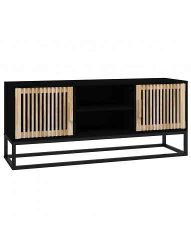 Mobile Porta TV Nero 105x30x45 cm in Legno Multistrato e Ferro