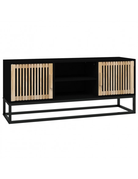 Mobile Porta TV Nero 105x30x45 cm in Legno Multistrato e Ferro