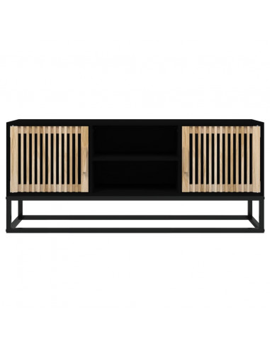 Mobile Porta TV Nero 105x30x45 cm in Legno Multistrato e Ferro