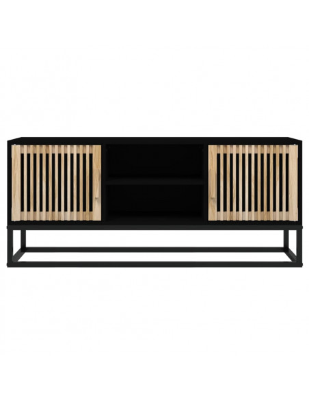 Mobile Porta TV Nero 105x30x45 cm in Legno Multistrato e Ferro