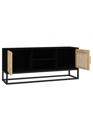 Mobile Porta TV Nero 105x30x45 cm in Legno Multistrato e Ferro