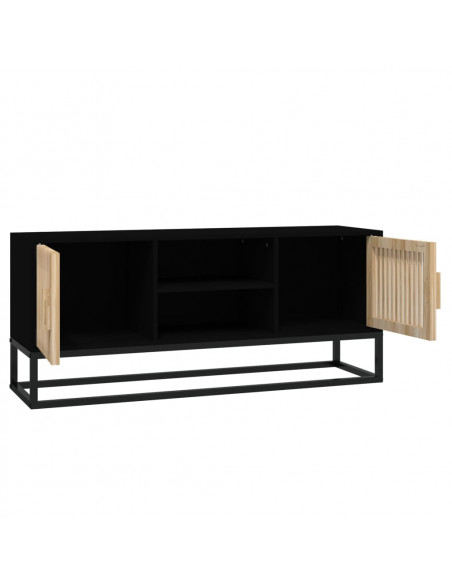Mobile Porta TV Nero 105x30x45 cm in Legno Multistrato e Ferro
