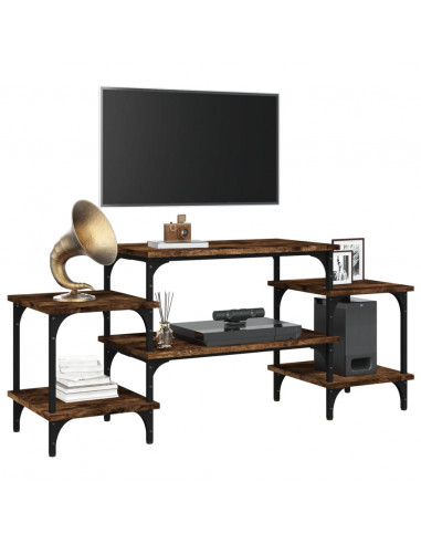 Mobile Porta TV Rovere Fumo 117x35x52 cm in Legno Multistrato