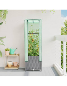 Letto Rialzato con Copertura Serra Effetto Rattan 40x40x139 cm 2