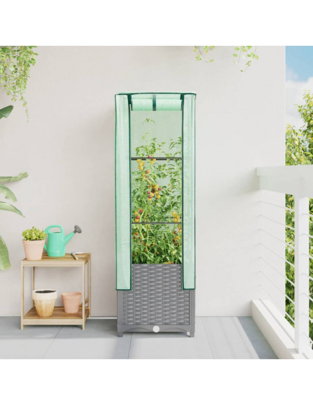 Letto Rialzato con Copertura Serra Effetto Rattan 40x40x139 cm