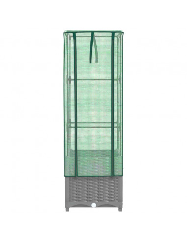 Letto Rialzato con Copertura Serra Effetto Rattan 40x40x139 cm