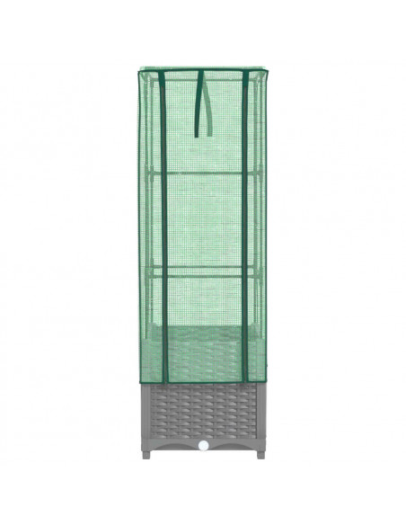 Letto Rialzato con Copertura Serra Effetto Rattan 40x40x139 cm