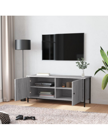 Mobile TV con Ante Grigio Sonoma 102x35x45 cm Legno Multistrato