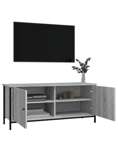 Mobile TV con Ante Grigio Sonoma 102x35x45 cm Legno Multistrato