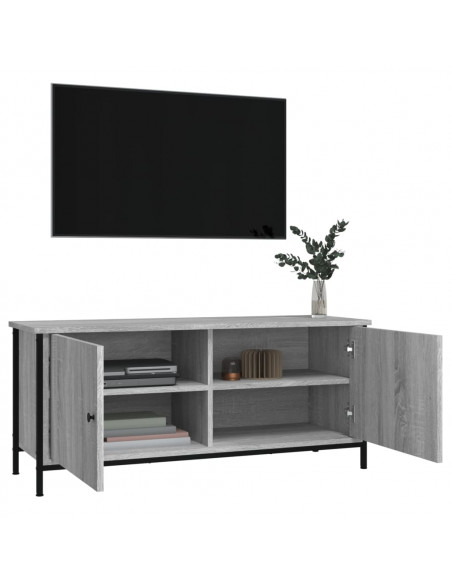 Mobile TV con Ante Grigio Sonoma 102x35x45 cm Legno Multistrato