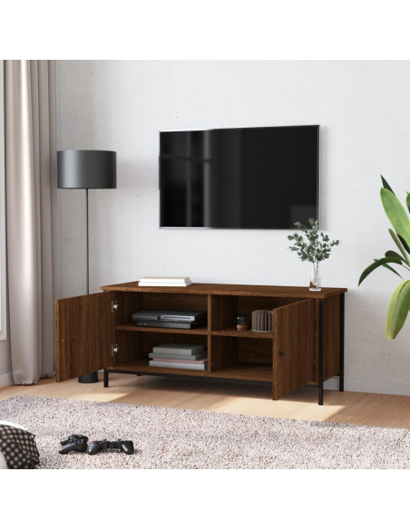 Mobile TV con Ante Rovere Marrone 102x35x45cm Legno Multistrato