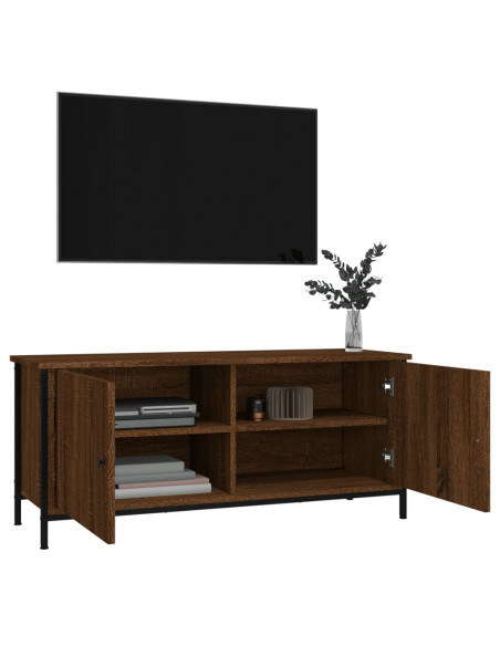Mobile TV con Ante Rovere Marrone 102x35x45cm Legno Multistrato