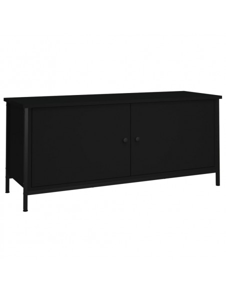 Mobile Porta TV con Ante Nero 102x35x45 cm in Legno Multistrato