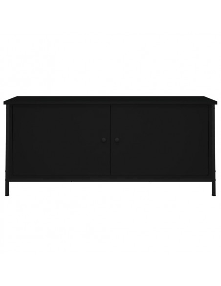 Mobile Porta TV con Ante Nero 102x35x45 cm in Legno Multistrato