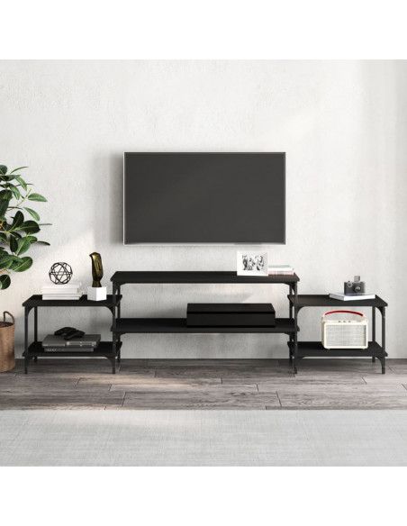 Mobile Porta TV Nero 197x35x52 cm in Legno Multistrato