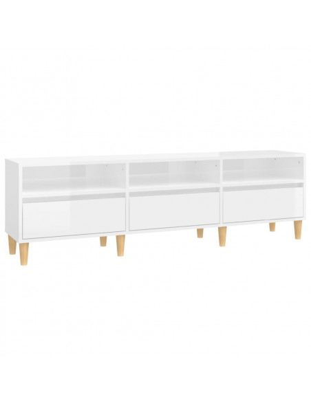 Mobile Porta TV Bianco Lucido 150x30x44,5 cm Legno Multistrato
