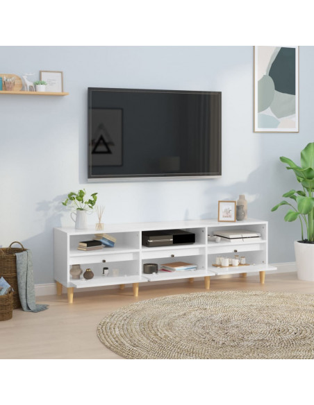 Mobile Porta TV Bianco Lucido 150x30x44,5 cm Legno Multistrato