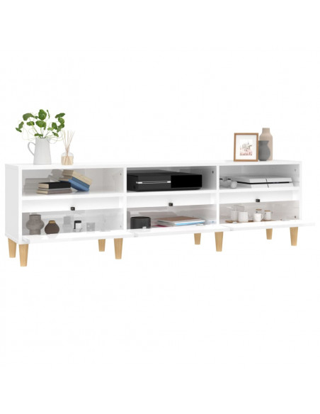 Mobile Porta TV Bianco Lucido 150x30x44,5 cm Legno Multistrato