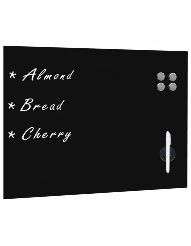 Lavagna Magnetica a Parete in Vetro 80x60 cm Nera