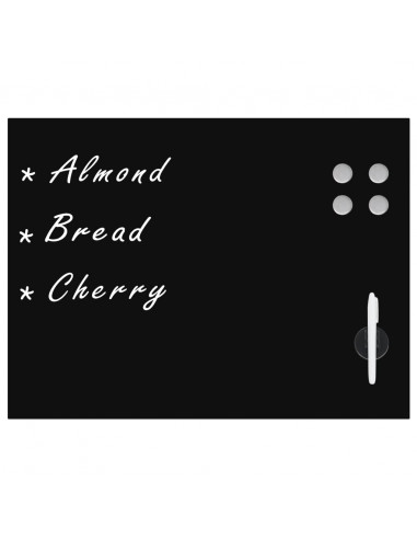 Lavagna Magnetica a Parete in Vetro 80x60 cm Nera