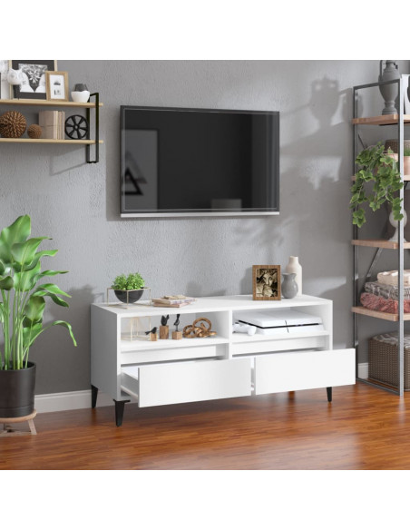Mobile Porta TV Bianco 100x34,5x44,5 cm in Legno Multistrato