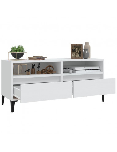 Mobile Porta TV Bianco 100x34,5x44,5 cm in Legno Multistrato