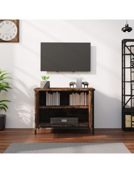 Mobile TV con Ante Rovere Fumo 60x35x45 cm in Legno Multistrato