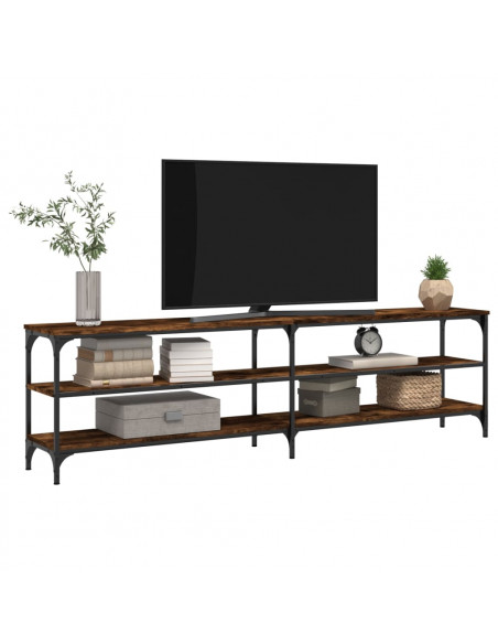 Mobile TV Rovere Fumo 180x30x50cm Legno Multistrato e Metallo