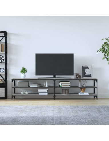 Mobile TV Grigio Sonoma 200x30x50cm Legno Multistrato e Metallo
