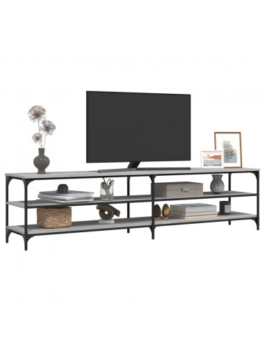 Mobile TV Grigio Sonoma 200x30x50cm Legno Multistrato e Metallo