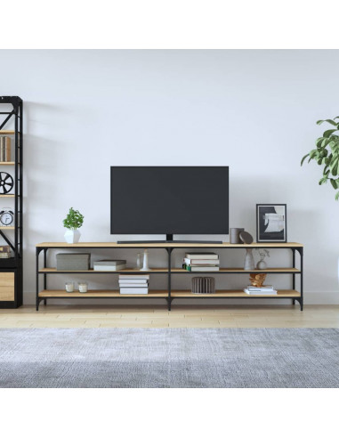 Mobile TV Rovere Sonoma 200x30x50cm Legno Multistrato e Metallo
