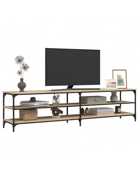 Mobile TV Rovere Sonoma 200x30x50cm Legno Multistrato e Metallo