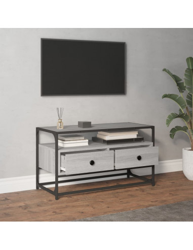 Mobile Porta TV Grigio Sonoma 80x35x45 cm in Legno Multistrato
