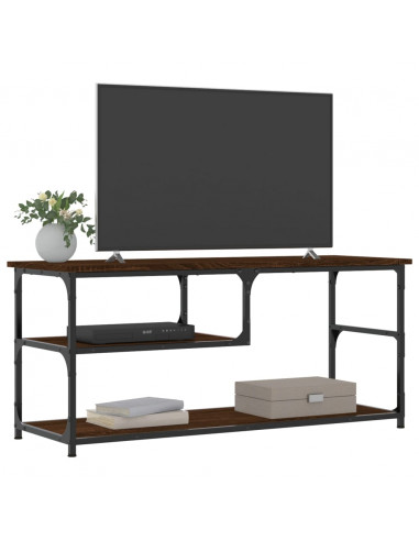 Mobile TV Rovere Marrone 103x38x46,5 Legno Multistrato Acciaio