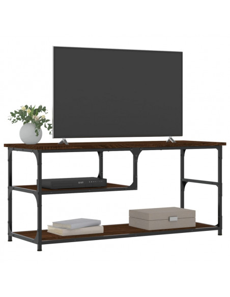 Mobile TV Rovere Marrone 103x38x46,5 Legno Multistrato Acciaio