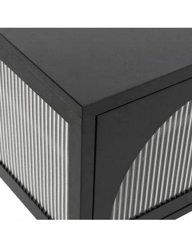 Mobile Porta TV Nero 105x35x50 cm Vetro e Acciaio