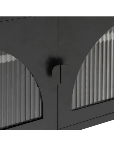 Mobile Porta TV Nero 105x35x50 cm Vetro e Acciaio